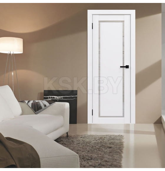 Дверное полотно Flash Eco Classic 01 парящая филенка,2000х900х38мм,Белый,стекло матовое