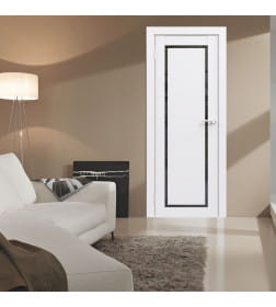 Дверное полотно Flash Eco Classic 01 парящая филенка,2000х600х38мм,Белый,стекло черное