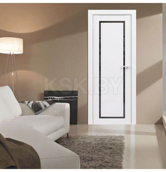 Дверное полотно Flash Eco Classic 01 парящая филенка,2000х800х38мм,Белый,стекло черное