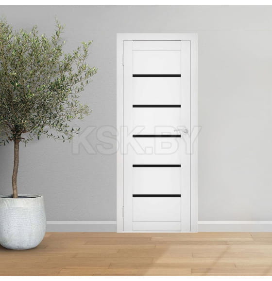 Дверное полотно Flash M01,2000х800х38мм,Белый,стекло черное