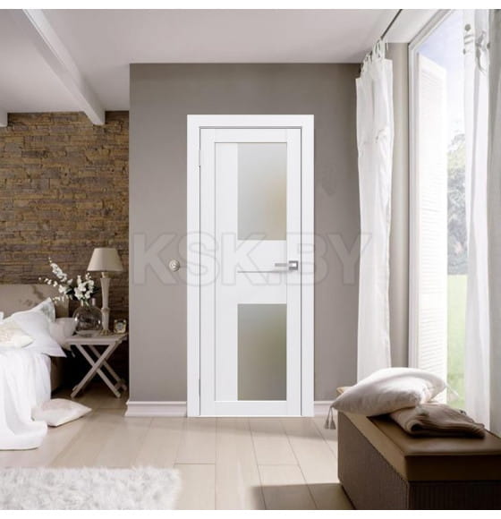Дверь межкомнатная Flash 22,2000х900х38мм,Белый,стекло матовое
