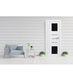 Дверь межкомнатная Flash 21,2000х600х38мм,Белый,стекло черное