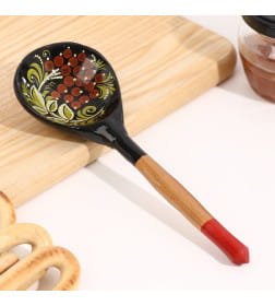 Ложка полубаская с росписью ягодка 19×6 см, МИКС