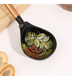 Ложка полубаская с росписью ягодка 19×6 см, МИКС