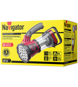 Фонарь Navigator 94 926 NPT-CA08-ACCU Кемп/прож.пласт.19/24/4LED, аккум.3.7В, 2А