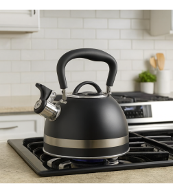 Чайник 1,8 л со свистком, нержавеющая сталь, черный MR-1336 - Black Maestro