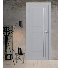 Дверное полотно Амати 26 600х2000, Экошпон,Грей,стекло матовое