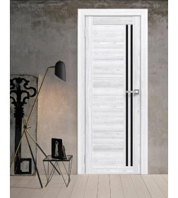 Дверное полотно Амати 26 600х2000, Экошпон,Сканди классик,стекло черное