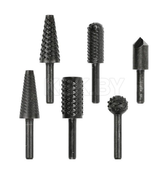 Набор бор-фрез цилиндрических по дереву и металлу (6 элементов), HSS, 6мм, GEKO (G37512) 