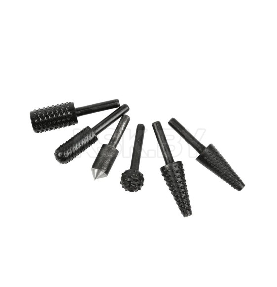 Набор бор-фрез цилиндрических по дереву и металлу (6 элементов), HSS, 6мм, GEKO (G37512) 