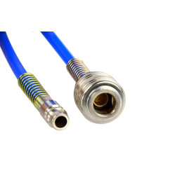 Шланг полиуретановый спиральный 5мм х 8мм х 15м с быстросъемными соединениями 1/4", 7 бар, голубой, GEKO