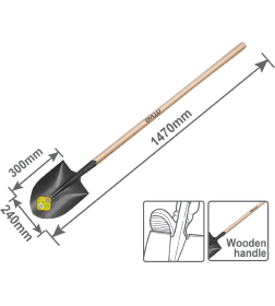 Лопата штыковая стальная с деревянным черенком 1470 мм DYLLU DTSE2327