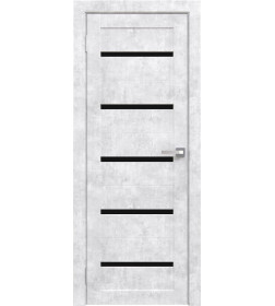 Дверное полотно Амати М01, 700х2000, Экошпон,Бетон снежный,стекло черное