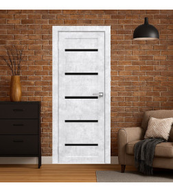 Дверное полотно Амати М01, 700х2000, Экошпон,Бетон снежный,стекло черное