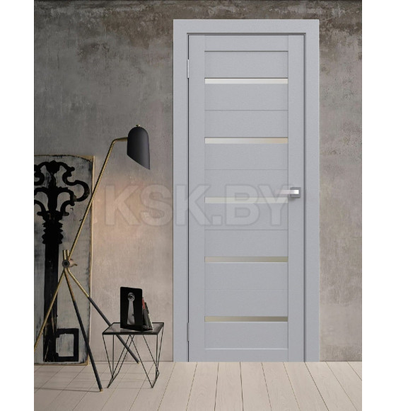 Дверное полотно Амати М01,600х2000,Экошпон,Грей,стекло матовое