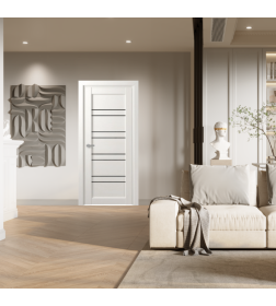 Дверь межкомнатная D15 Дуб шале снежный,черный триплекс 2000х900х35мм