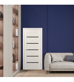 Дверное полотно ST1 Бьянко,стекло черное  2000х600х35мм