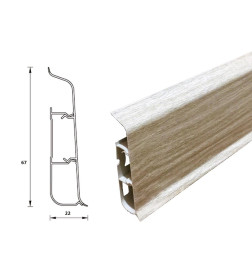 Плинтус ПВХ напольный 67мм со съемной панелью LL025 Капучино Мелинга