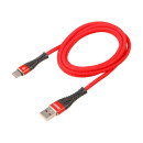 Кабель USB - Type-C 15W 3A SKYWAY в мягкой оплетке красный 1,5м