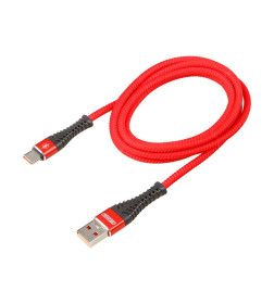 Кабель USB - Type-C 15W 3A SKYWAY в мягкой оплетке красный 1,5м