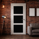 Дверь межкомнатная Flash 20,2000х700х38мм,Белый,стекло черное