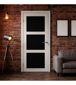 Дверь межкомнатная Flash 20,2000х600х38мм,Белый,стекло черное