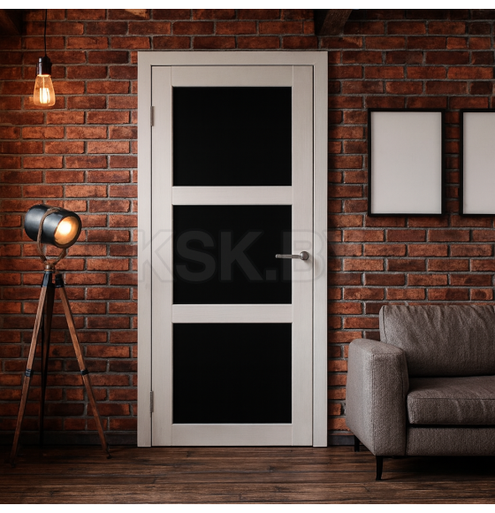 Дверь межкомнатная Flash 20,2000х700х38мм,Белый,стекло черное