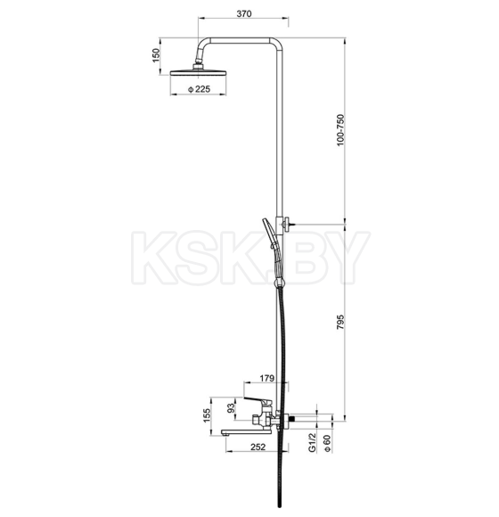 Душевая система с смесителем Gross Aqua Prado GA9828SMDR (GA9828SMDR) 