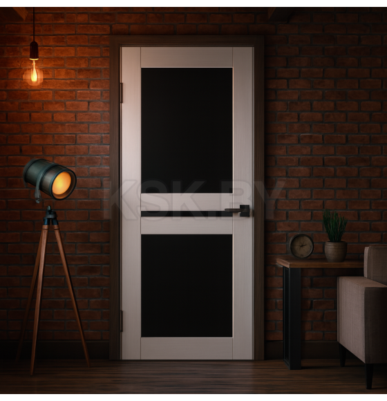 Дверь межкомнатная Flash 19,2000х700х38мм,Белый,стекло черное