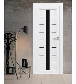 Дверь межкомнатная Flash 17,2000х600х38мм,Белый,стекло черное