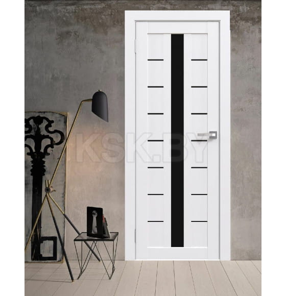 Дверь межкомнатная Flash 17,2000х900х38мм,Белый,стекло черное