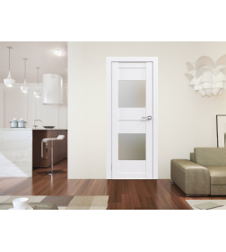 Дверь межкомнатная Flash 16,2000х600х38мм,Белый,стекло матовое