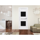 Дверь межкомнатная Flash 16,2000х600х38мм,Белый,стекло черное