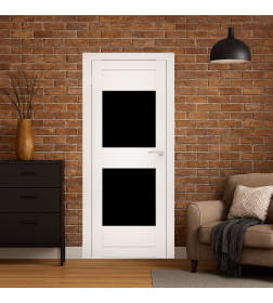 Дверное полотно Flash 15,2000х600х38мм,Белый,стекло черное