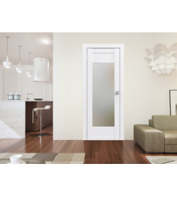 Дверь межкомнатная Flash 14,2000х600х38мм,Белый,стекло матовое