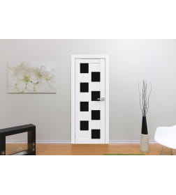 Дверь межкомнатная Flash 13,2000х600х38мм,Белый,стекло черное