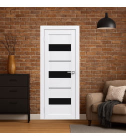 Дверь межкомнатная Flash 12,2000х600х38мм,Белый,стекло черное