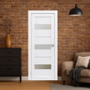 Дверь межкомнатная Flash 12,2000х900х38мм,Белый,стекло матовое