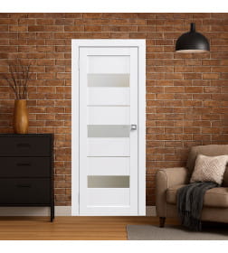 Дверь межкомнатная Flash 12,2000х600х38мм,Белый,стекло матовое