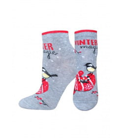 Носки женские 1145 Брестские NEW YEAR (укороченные), р. 25 рис.742  СЕРЫЙ МЕЛАНЖ