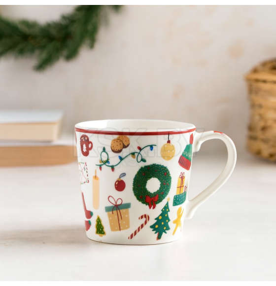Кружка керамическая "Новогодняя" 400 мл/9,7*9,1 см (B44-SU3087) МИКС (B44-SU3087) 