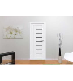 Дверное полотно Flash 07,2000х600х38мм,Белый,стекло черное