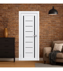 Дверь межкомнатная Flash 06,2000х600х38мм,Белый,стекло черное