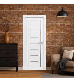 Дверь межкомнатная Flash 06,2000х600х38мм,Белый,стекло матовое
