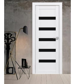 Дверь межкомнатная Flash 03,2000х600х38мм,Белый,стекло черное