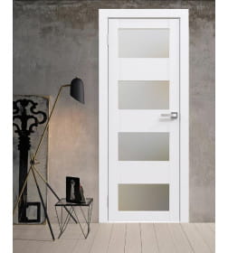 Дверь межкомнатная Flash 02,2000х600х38мм,Белый,стекло матовое