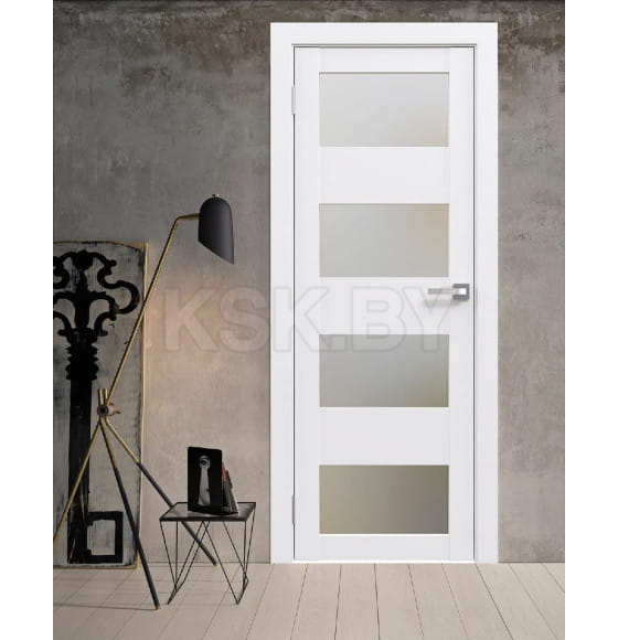 Дверь межкомнатная Flash 02,2000х800х38мм,Белый,стекло матовое