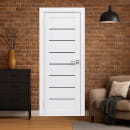 Дверь межкомнатная 01,2000х900х38мм,Белый,стекло черное