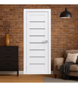 Дверь межкомнатная Flash 01,2000х600х38мм,Белый,стекло черное