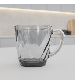 Кружка стеклянная 350 мл "Crystal" светло-серый 